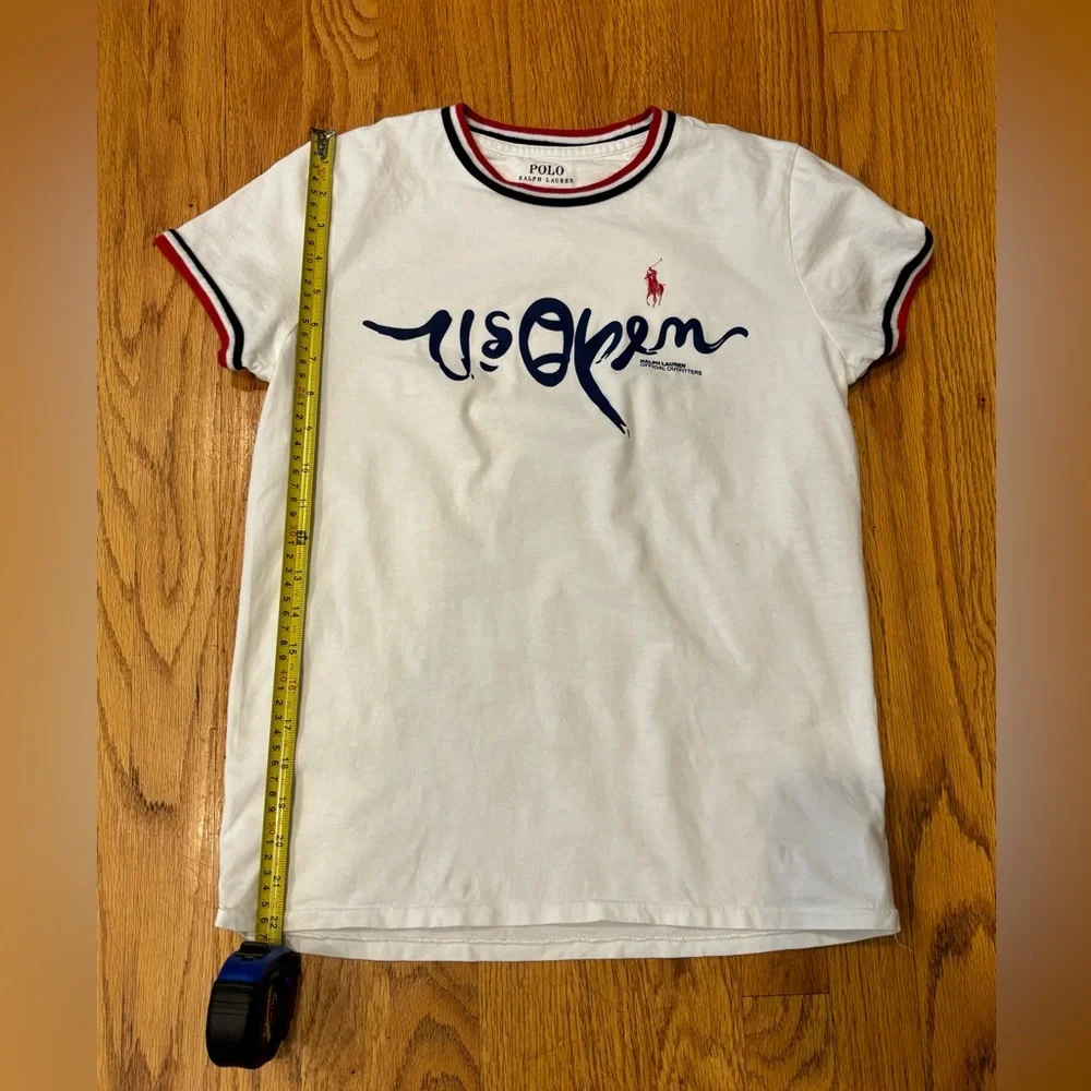 Ralph Lauren Women's US Open Logo Cotton Tee in Pure White XS - Picture 9 of 16